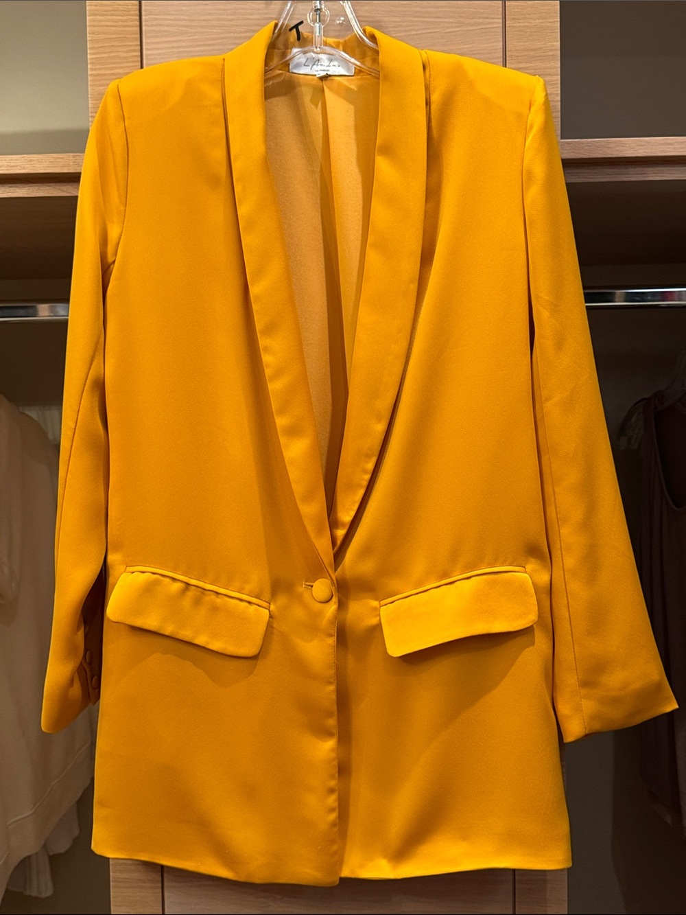 L'Academie Vibrant Yellow Satin-Feel Blazer